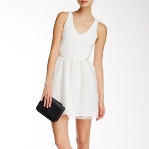 NINE BRITTON Double V Perforated Fit & Flare Dress